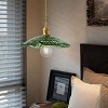 Dewdrop Adjustable Rod Vintage Pendant Light Pendant light 1 Light Green Glass Brass Finish ETL Bar Island - 4 of 4