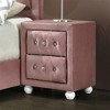17" Reggie Nightstand Pink Fabric - Acme Furniture: Crystal-like Detail, Wood Bun Legs, Safety Stop Drawer - 2 of 4