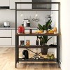 Yukimo 33"H Kitchen Island with Storage, Bakers Rack Microwave Stand, Black Metal Frame with Wood Grain Surface - 2 of 4