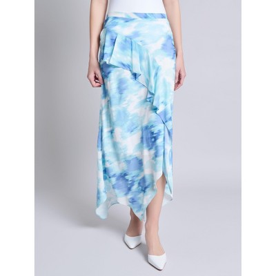 Jones New York Pull-On Ruffle Trim Midi Skirt