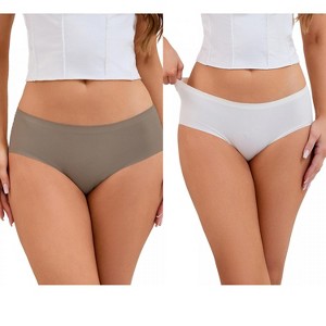 INSPIRE CHIC 2 Pcs Women's Mid-Waisted Panties Full Coverage No Trace Comfortable Briefs - 1 of 4