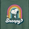 Women's - Peanuts - Snoopy Rainbow Clouds Lightweight French Terry Wide Neck Long Sleeve Shirt - 2 of 4