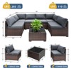 FIONECA 6-Piece Patio Furniture Set ¨C PE Wicker Barrel-Style Sofa with Gray Cushions - 2 of 4
