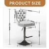 Thick Chrome Swivel Velvet Barstools,Adjustable 25-33"Height,Modern Upholstered with17.7" Base,Tufted Buttons&Diamond Pleating - Leovsnove - 4 of 4