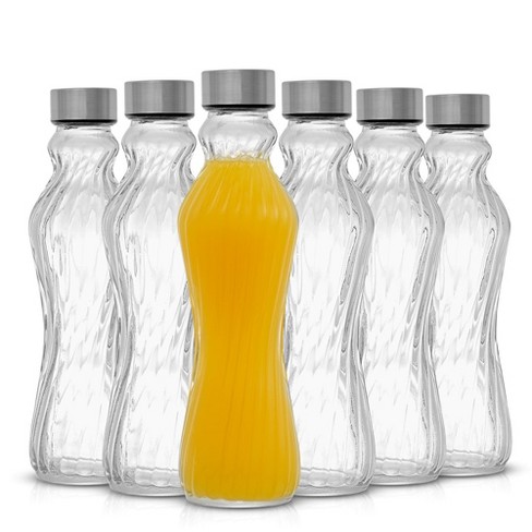 Joyjolt Spring Glass Fluted Water Bottles With Stainless Steel Cap - 18 Oz Glass  Juice Bottles - Set Of 6 : Target