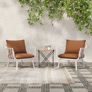 Modern Outdoor Plastic Armchair Set of 2, Weather-Resistant Patio Chairs with Waterproof Cushions for Garden-3irtyhousy - 1 of 4