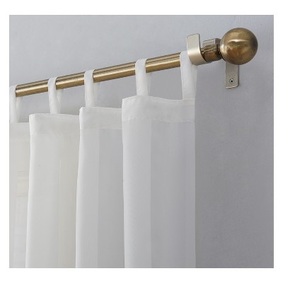 White Sheer Tab Top Polyester Curtain Panel
