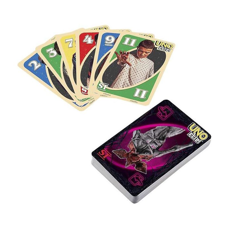UNO FLIP! STRANGER THINGS Card Game with Double-Sided Deck Collectible Gift for Kid, Family & Adult Game Nights, 2 to 10 Players, 2 of 7