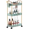 Hachikiko 3 Tier Acrylic Rolling Storage Cart - Clear Bathroom Organizer with 4 Extension Poles,Transparent Utility Cart with Wheels - 2 of 4