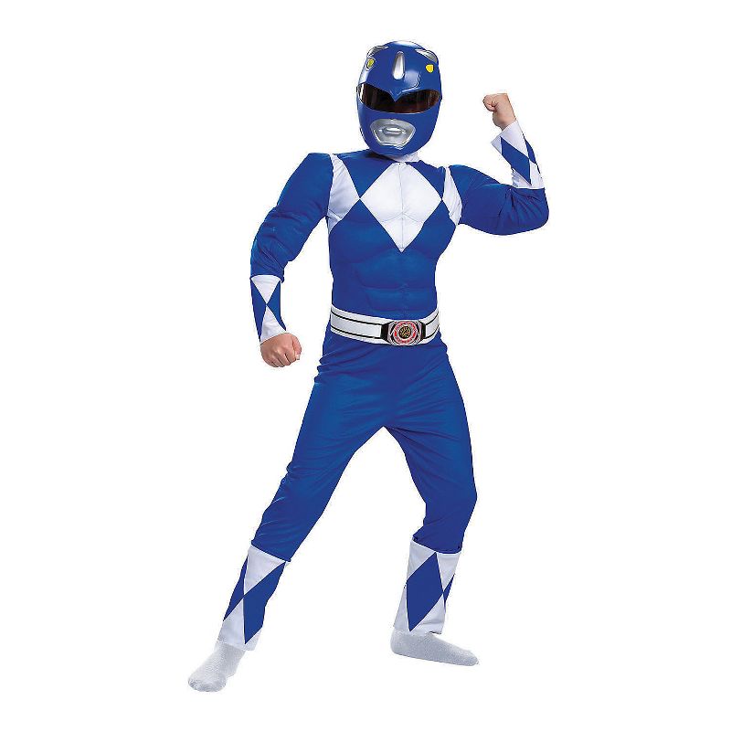 Disguise Boys' Mighty Morphin Blue Power Ranger Muscle Jumpsuit Costume, 1 of 2