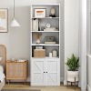 71.4" Farmhouse Bookcase with Doors - 6-Shelf Industrial Storage Unit, 11.8" Deep Wood Display Shelves for Living Room, Bedroom, Office - 3 of 4