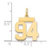 Black Bow Jewelry 14k Yellow Gold, Athletic Collection, Small Polished Number 94 Pendant - 2 of 3