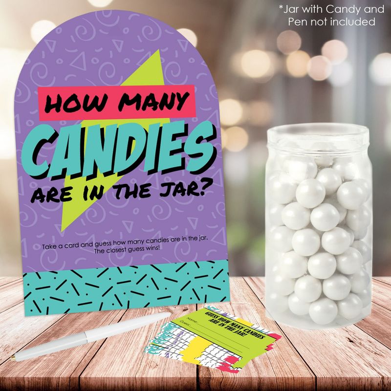 Big Dot of Happiness 90’s Throwback - How Many Candies 1990s Party Game - 1 Stand and 40 Cards - Candy Guessing Game, 2 of 9