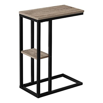 Monarch Specialties Accent Table C-Shaped End Side Snack Living Room Bedroom Metal Laminate Brown Black Contemporary Modern
