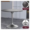 LeisureMod Verve 36" Round Dining Table, Modern Sintered Stone Top Dining Table with Brushed Chrome Stainless Steel Pedestal Table Base - 2 of 4