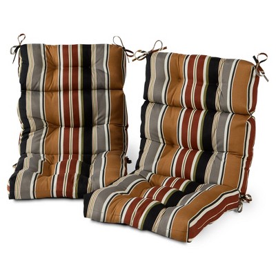 2pk Outdoor High Back Chair Cushions Brick Stripe - Kensington Garden