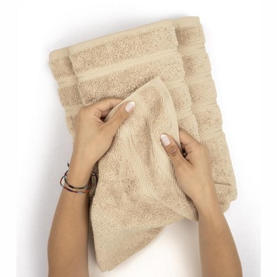 Beige 4 Piece Turkish Cotton Bath Towel Set