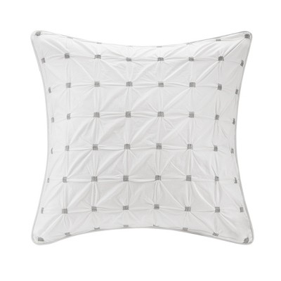 Gracie Mills Darrel Tufted Grey Embroidered Euro Sham - One Size - White