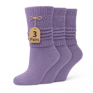 Women’s Lightweight Cotton Slouch Socks Over-the-Calf Knee-High Scrunch Socks 3 Pairs Shoe Size 5-10 - 1 of 3