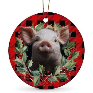Lomsoe Pig Ornaments for Christmas Tree Ceramic Decor Christmas Ornaments Red Christmas Tree Hanging Decor Christmas Gift Christmas Decor - 1 of 1