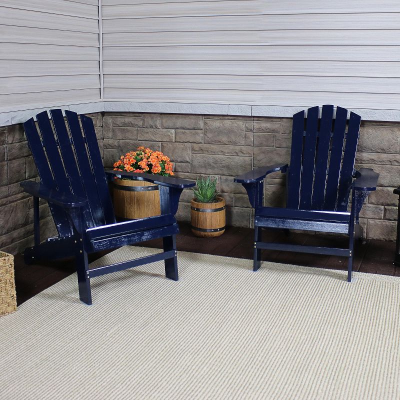 Sunnydaze Fir Wood Painted Finish Coastal Bliss Outdoor Adirondack Chair, 3 of 9