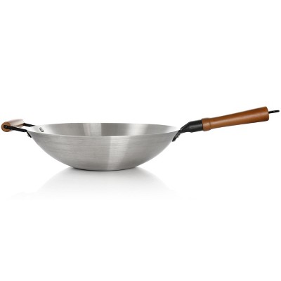 Oster Sangerfield 14in Stainless Steel Wok with Wooden Handles
