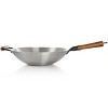 Oster Sangerfield 14in Stainless Steel Flat Bottom Wok with Wooden Handles - 2 of 4