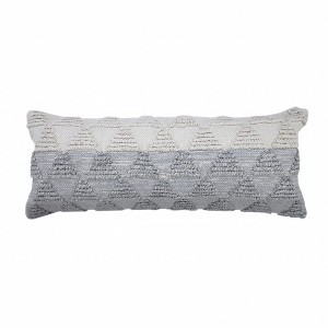 20" X 20" Heathered Gray And Off-White 100% Cotton Geometric Zippered Pillow - 1 of 4