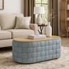 Royal Hampton Coffee Table, Knitted Light Blue Chenille, Brown Wood, 41 Inch - 2 of 4