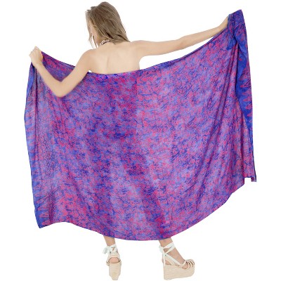 LA LEELA Women's Beach Bathing suit Wrap Bikini Swimwear Cover up Summer Wraps Swimsuit Sarong Skirts for Women One Size Orange, Abstract