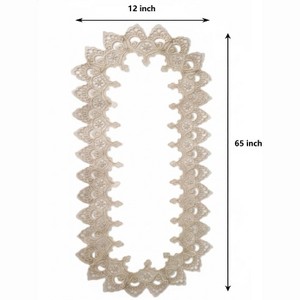 Jiallo Gold Floral Lace Embroidered Cutwork Rectangular Table Runner, 12 by 45 inch Table Linen Decor, Water Resistance, Machine Wash safe - 1 of 4