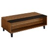 Vynxaria Lift-Top Coffee Table - Walnut & Black, Rectangular, Open Storage Compartment, Wooden Tapered Legs for Living Room - 3 of 4