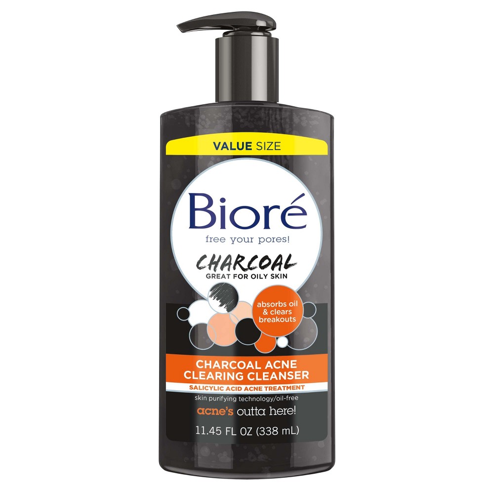 Photos - Cream / Lotion Biore Charcoal Acne Clearing Cleanser, Salicylic Acid, Facial Cleanser For 