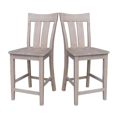 Elegant Coal & White Solid Wood Counter Stool 24" Seat Height