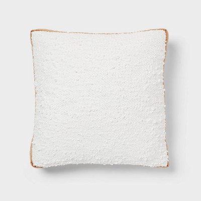 Square Boucle Velvet Gusset Throw Pillow Ivory/Caramel - Threshold™