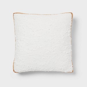 Square Boucle Velvet Gusset Throw Pillow Ivory/Caramel - Threshold™ - 1 of 4