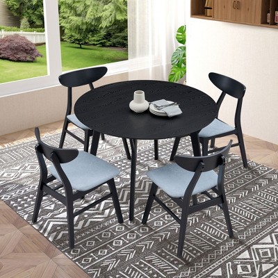 CAVINAS Dining Table Set for 4 Modern Wood Simple Design Round Dining Table Set with 4 Chairs for Kitchen