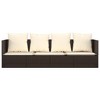 Outdoor Lounge Bed with Cushions Brown Poly Rattan - 3 of 4