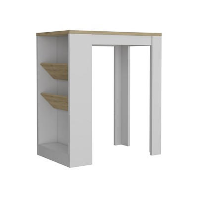 HomeRoots Set of Two Oak and White Wood Kitchen Island And Pantry Cabinet