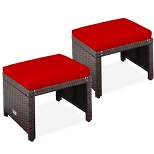 Best Choice Products Set of 2 Multipurpose Patio Wicker Ottomans w/ Removable Cushions, Steel Frame