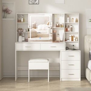 Vanity Desk with Mirror and Lights - 1 of 4