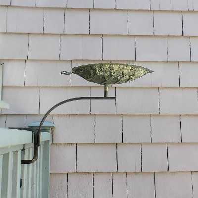 Antique Copper Aspen Leaf Rail-Mounted Birdbath