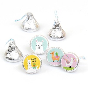 Big Dot of Happiness Whole Llama Fun - Llama Fiesta Baby Shower or Birthday Round Candy Sticker Favors - Labels Fits Chocolate Candy (1 sheet of 108) - 1 of 4