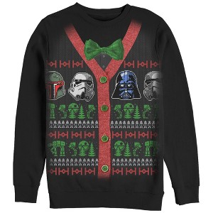 Men's Star Wars Ugly Christmas Villain Helmet Sweatshirt - 1 of 3