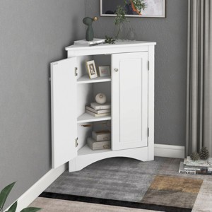 VASIP Triangle Bathroom Storage Cabinet with Adjustable Shelves, Freestanding Floor Cabinet for Home Kitchen - 1 of 4