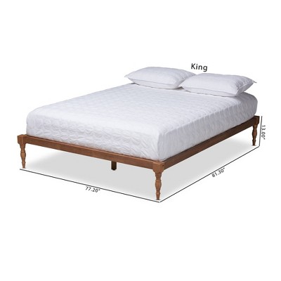 Iseline Contemporary Walnut Brown King Platform Bed with Turned Legs