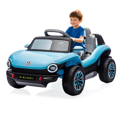 Children's stroller, Volkswagen Beetle authorized model, four-wheeled, with remote control, battery display, USB interface, horn and music function.