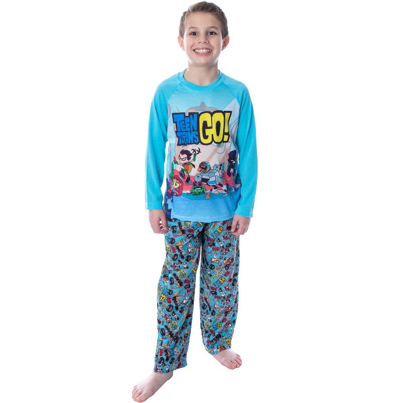 DC Comics Boy's Teen Titans Go! Chill 2-Piece Raglan And Pants Pajamas Set, 1 of 5