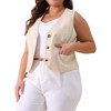 Agnes Orinda Women's Plus Size Sleeveless V-neck Button Down Fashion Vests - 2 of 4
