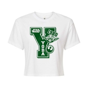 Women's - Star Wars - Yoda Letterman Cropped Graphic T-Shirt - 1 of 4